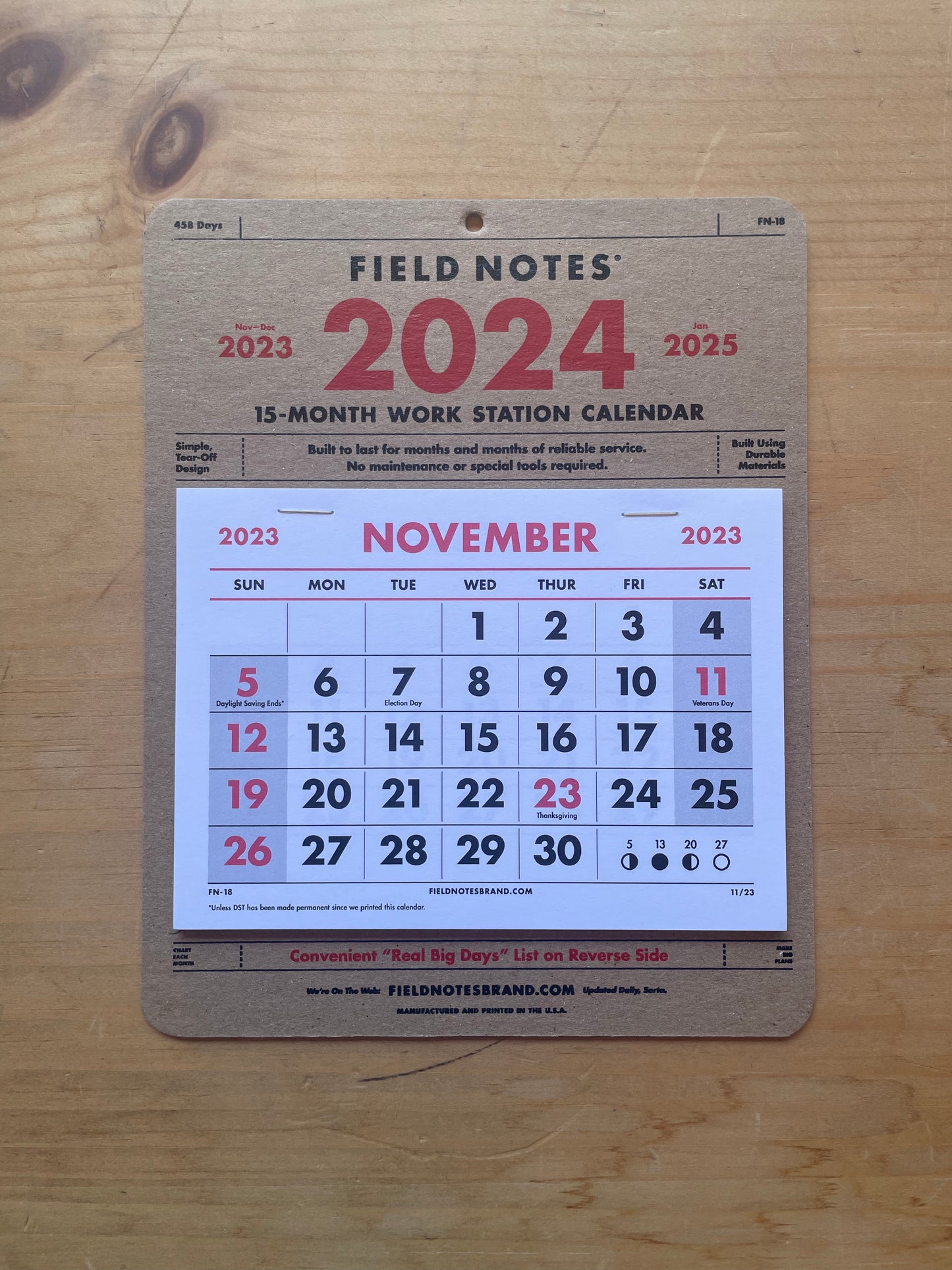 Field Notes 15-Month Work Station Calendar
